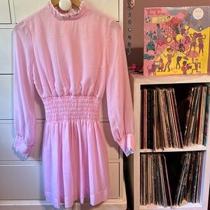 True Vintage 70’s Loveshackfancy Pink Romantic Mini Dress Lace Ballet Coquette S